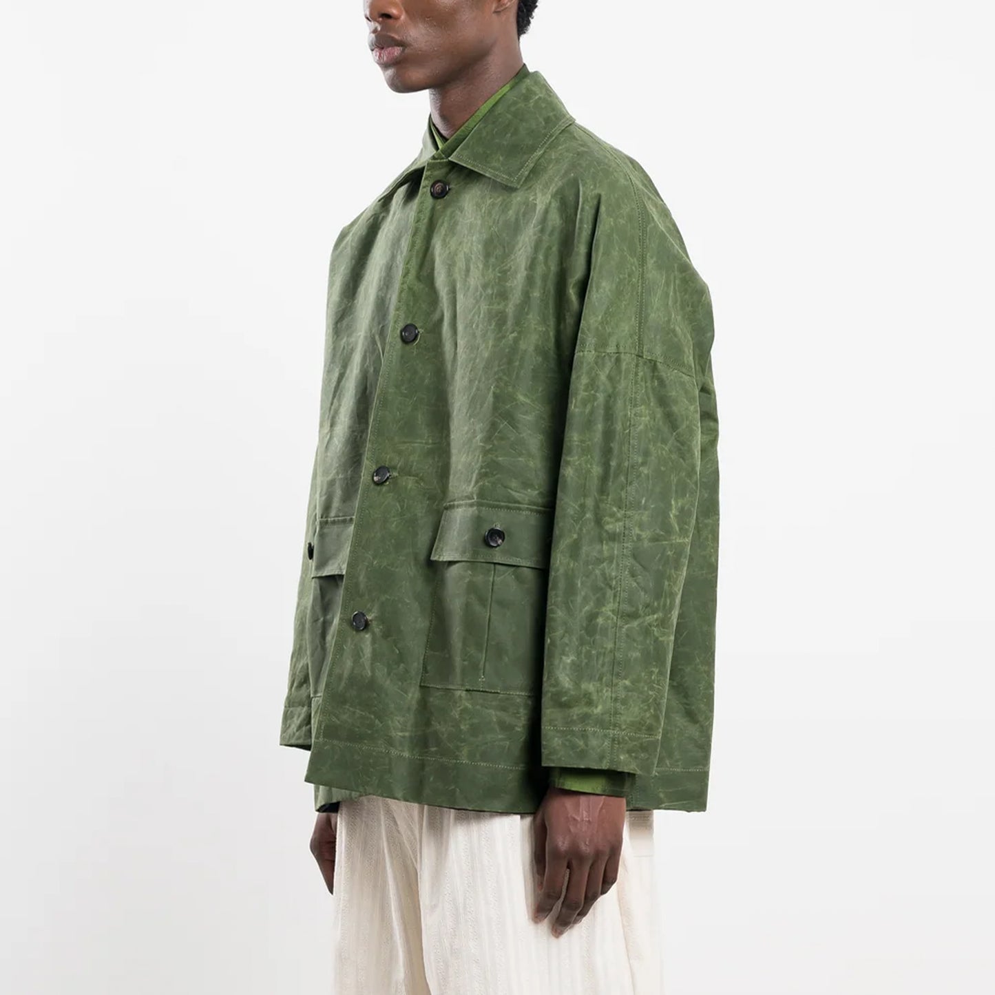 Amis British Oil Skin Mac in Grass