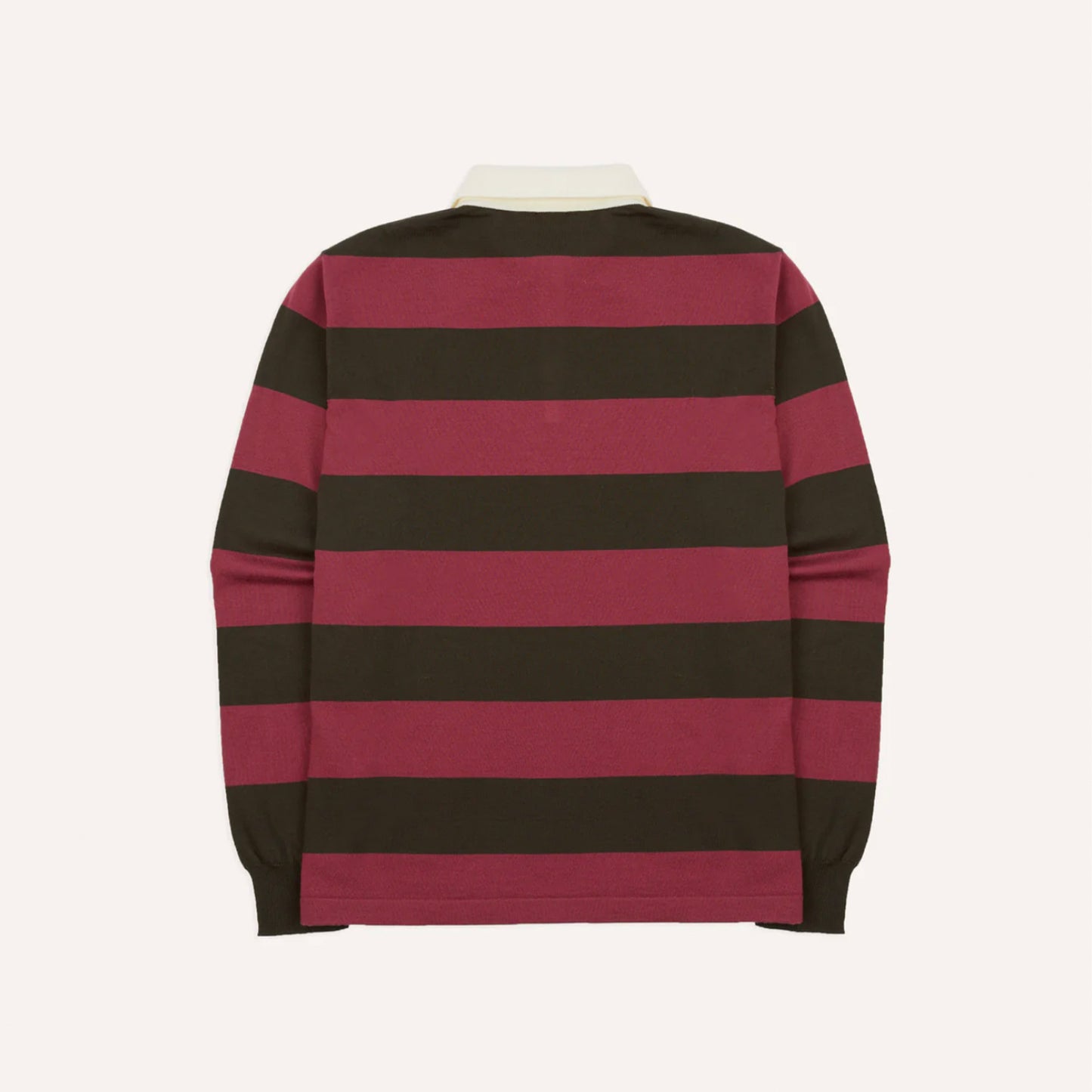 Block Striped Knitted Rugby in Olive and Pink