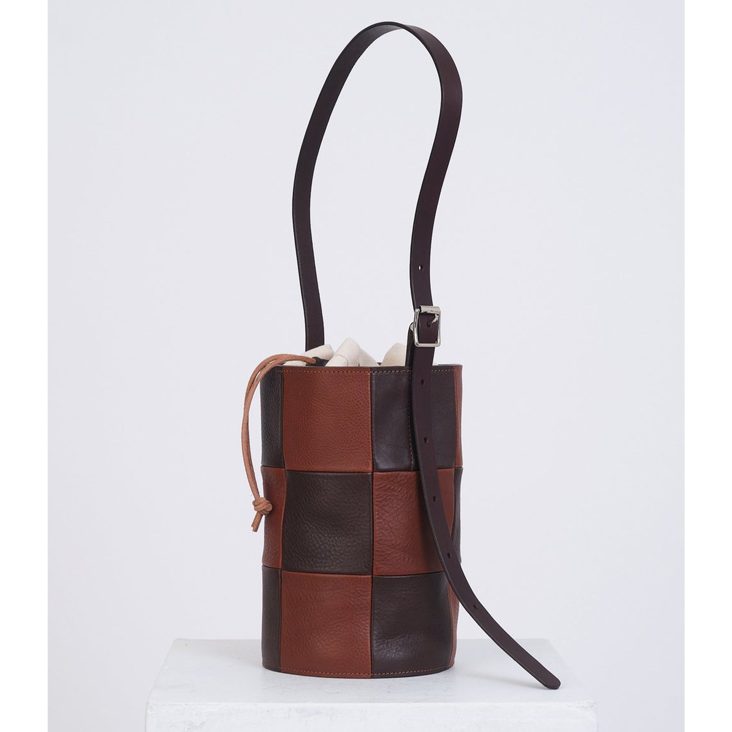 Leather Bucket Bag in Brown/Light Brown