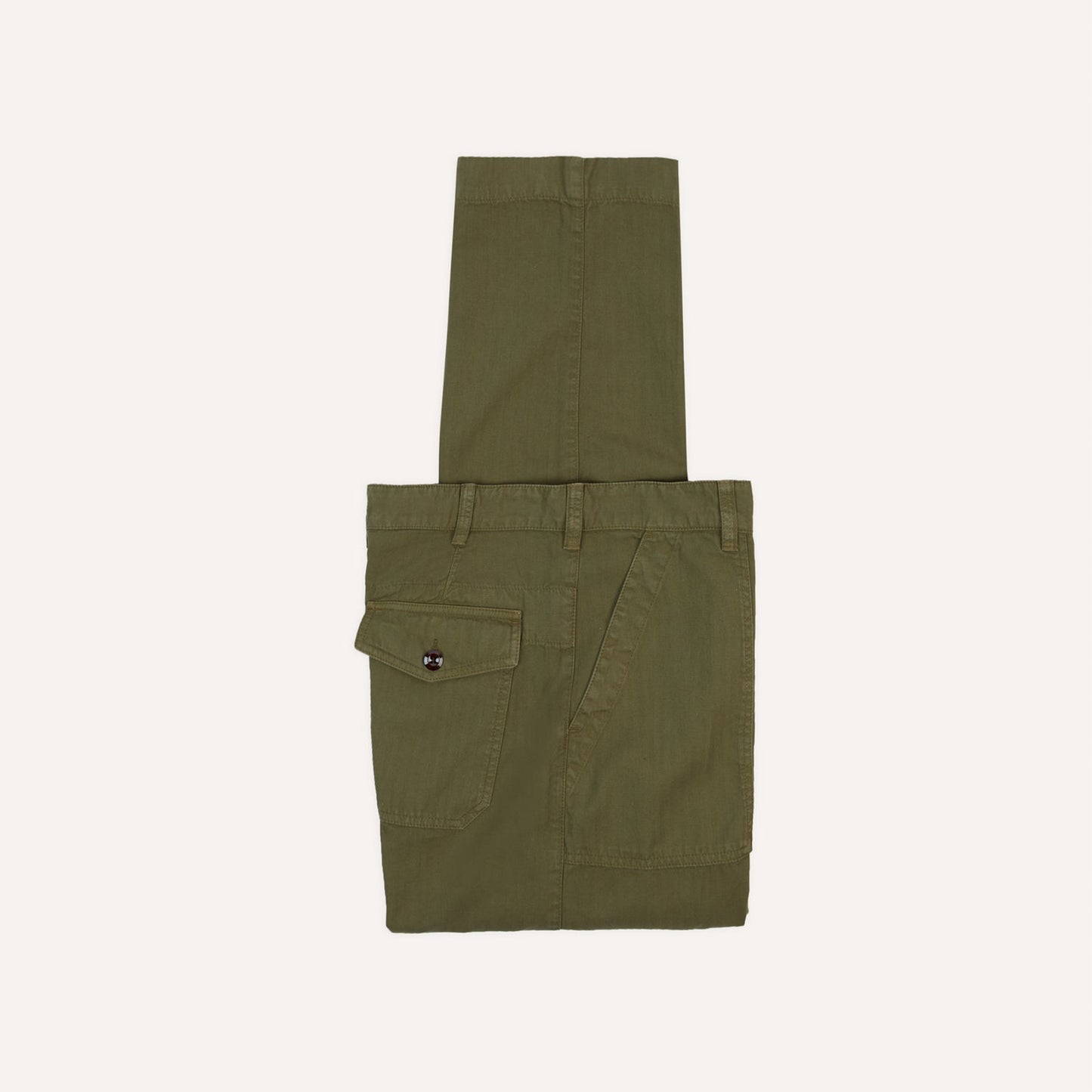 Cotton-Linen Herringbone Fatigue Trouser in Olive