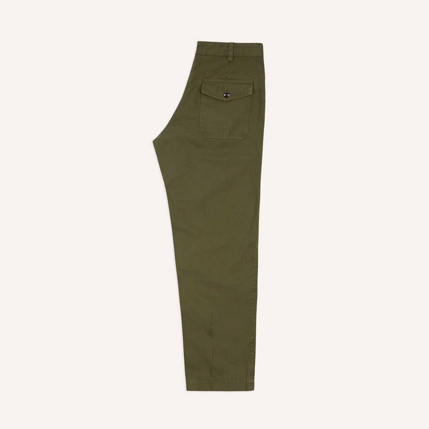 Cotton-Linen Herringbone Fatigue Trouser in Olive