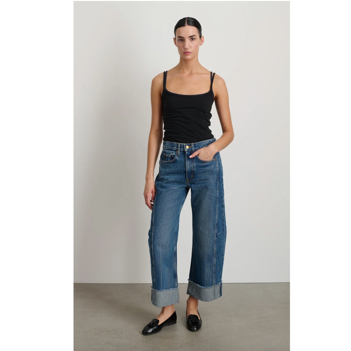 Cuffed Lasso Jean in Vista Blue