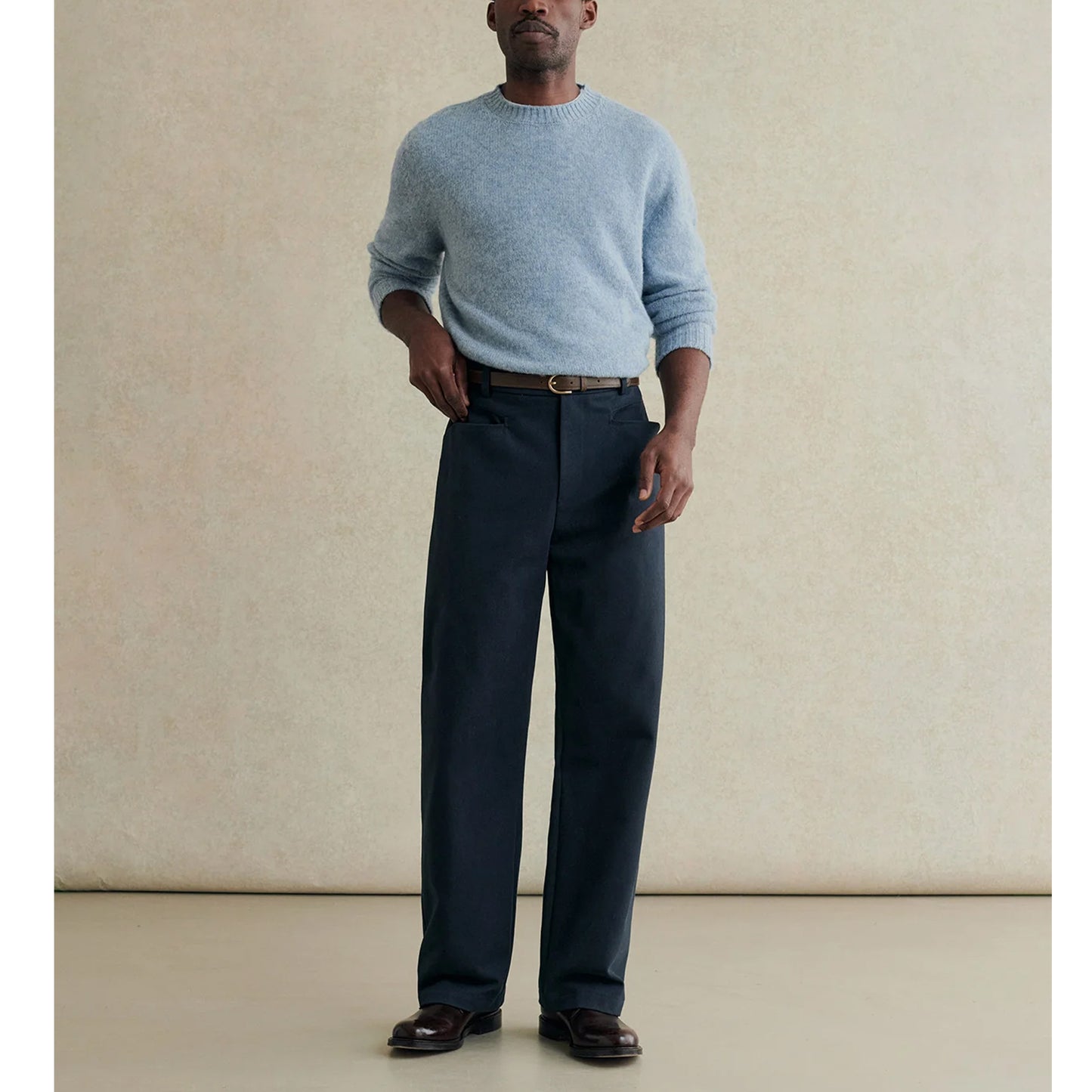 Gardian Cotton Twill Trouser in Dark Navy