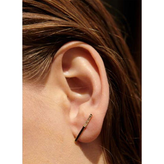 Gemstone Half Diamond Long Stud