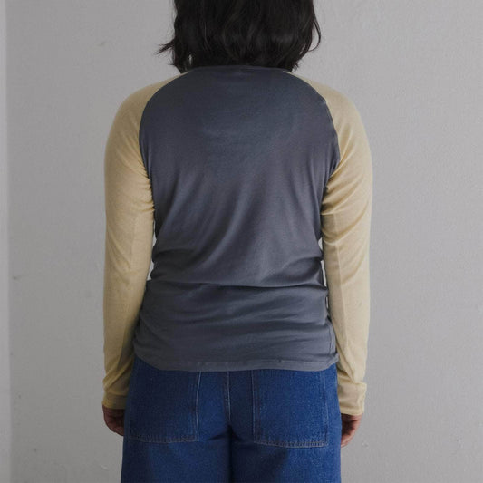 Gene Long Sleeve Tee in Amber Blue/Beige