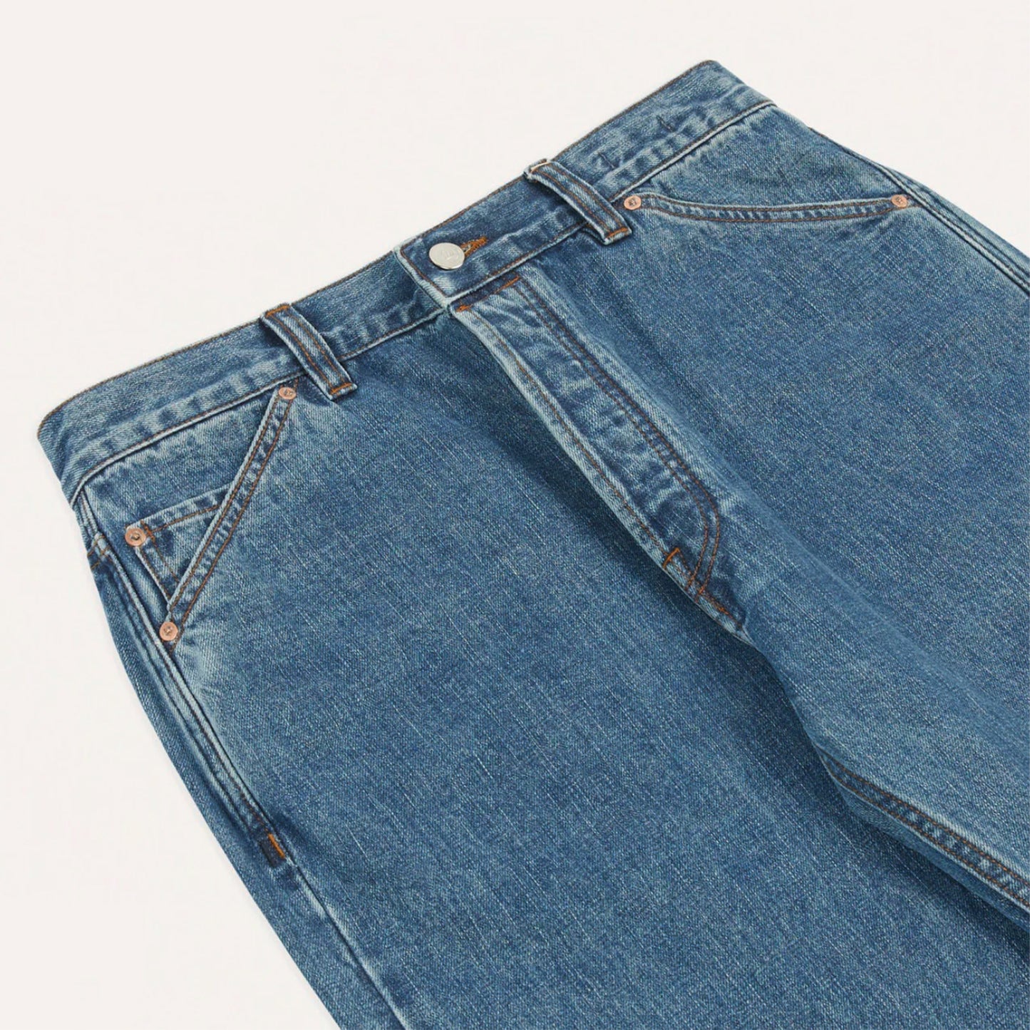 Japanese Selvedge Denim Five-Pocket Jeans in Bleach Wash