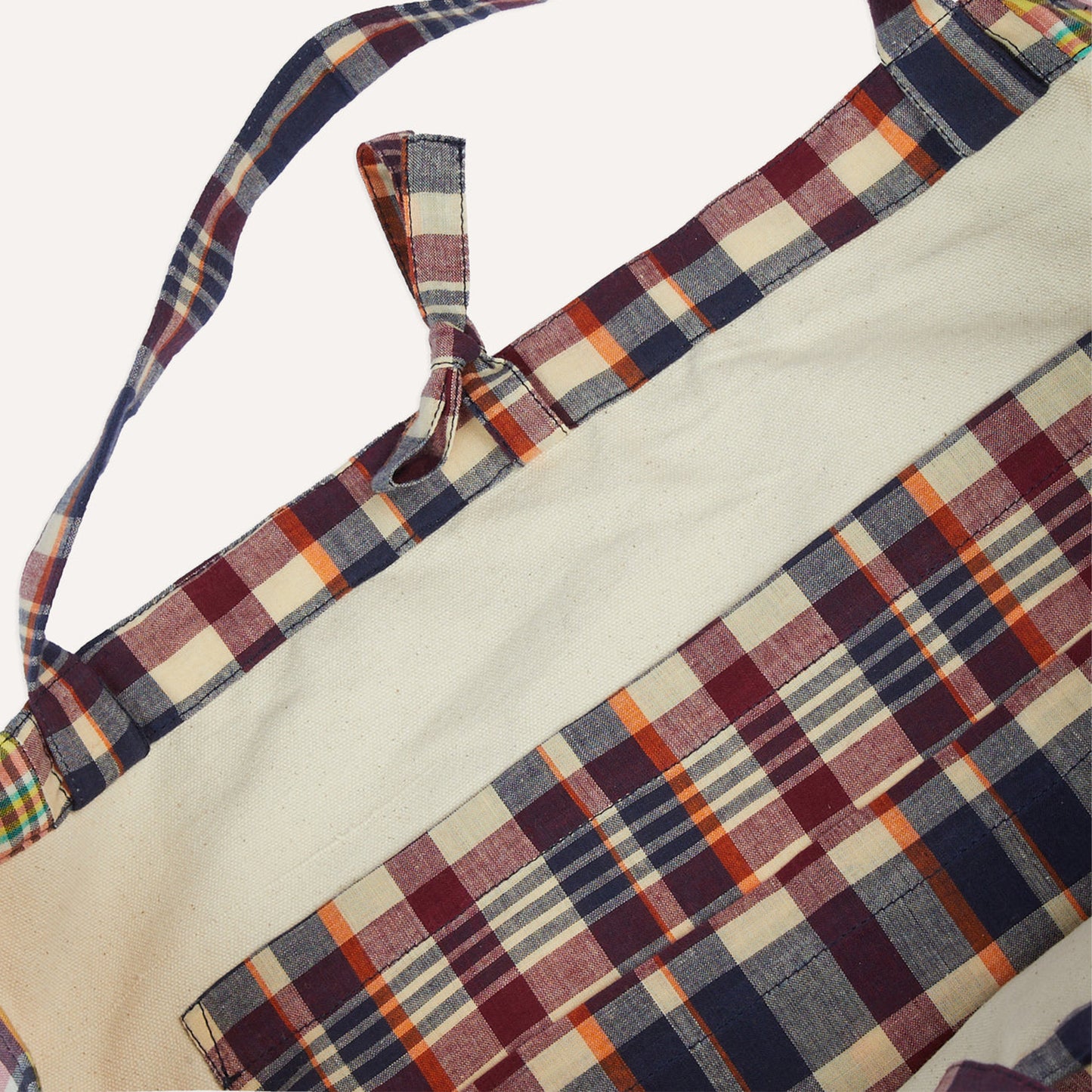 Madras Pacthwork Bag in Navy Yellow