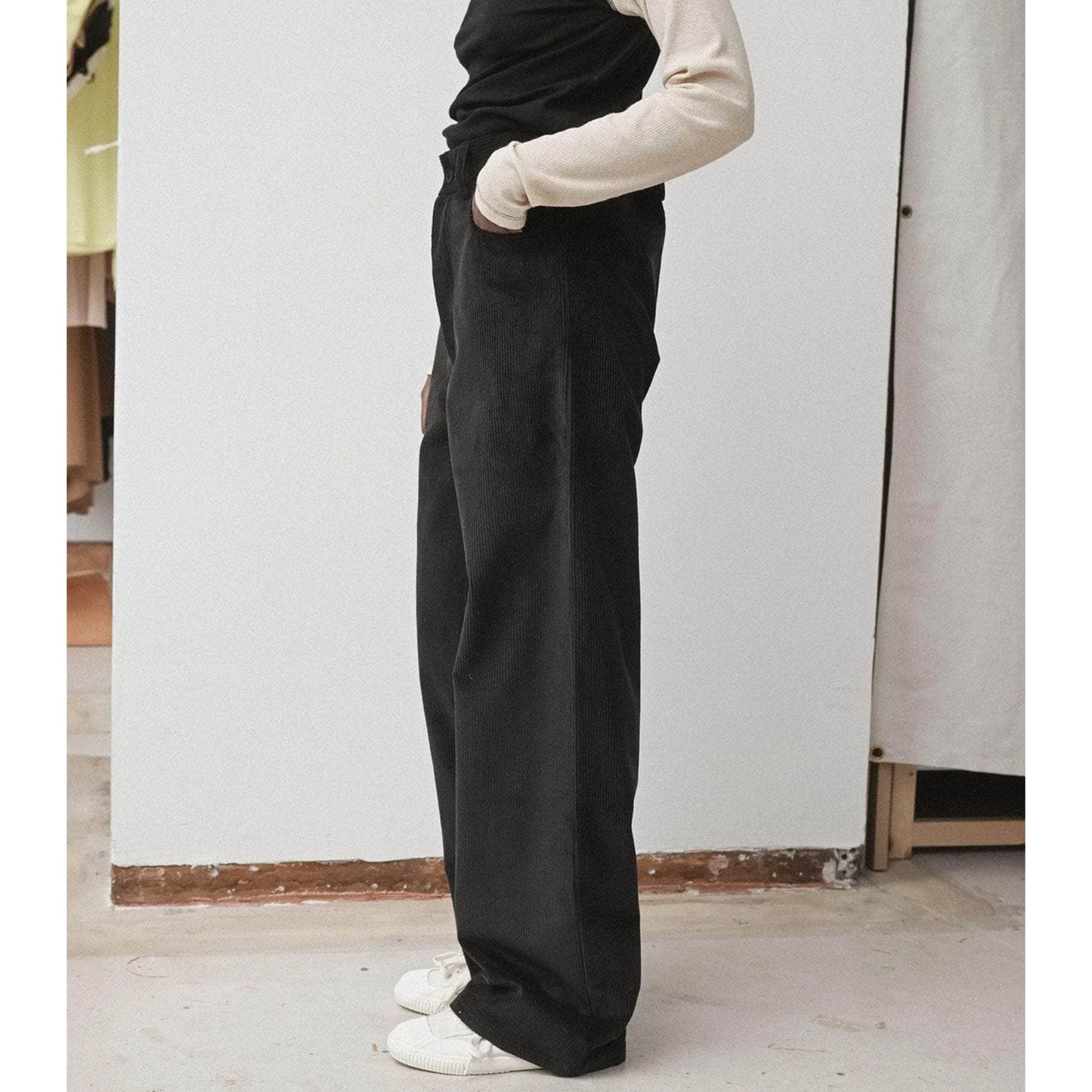 Navalo Pants in Black Cotton Corduroy