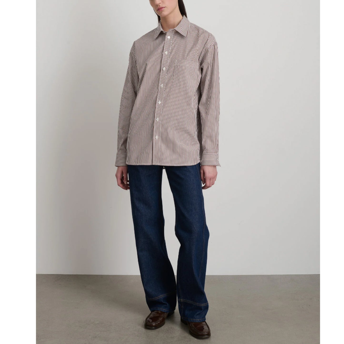 Nolan Shirt in Brown/White Stripe