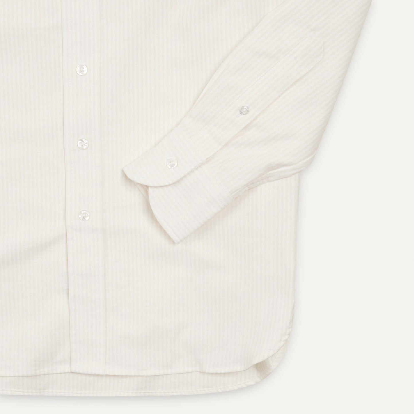 Cotton Oxford Cloth Pocket Button-Down Shirt in Cream Ticking Stripe