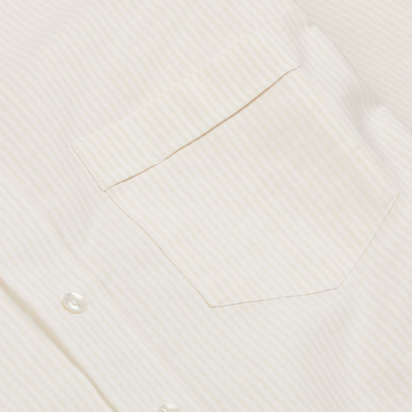 Cotton Oxford Cloth Pocket Button-Down Shirt in Cream Ticking Stripe