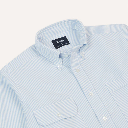 Oxford Cloth Long Point Collar Work Shirt in Blue