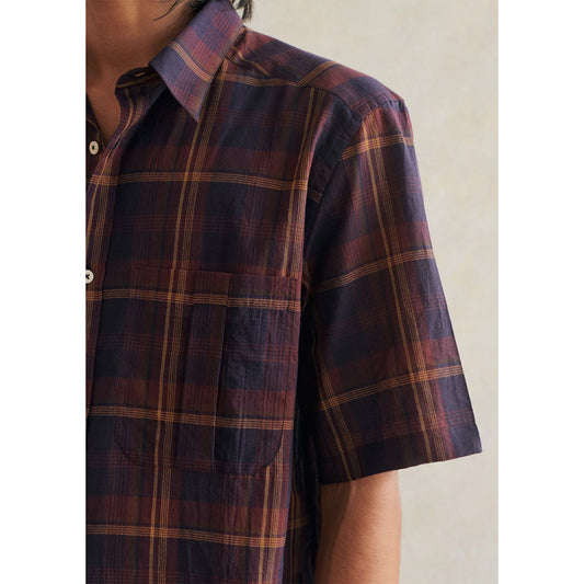 Painter's Short Sleeve Shirt in Burgundy Check