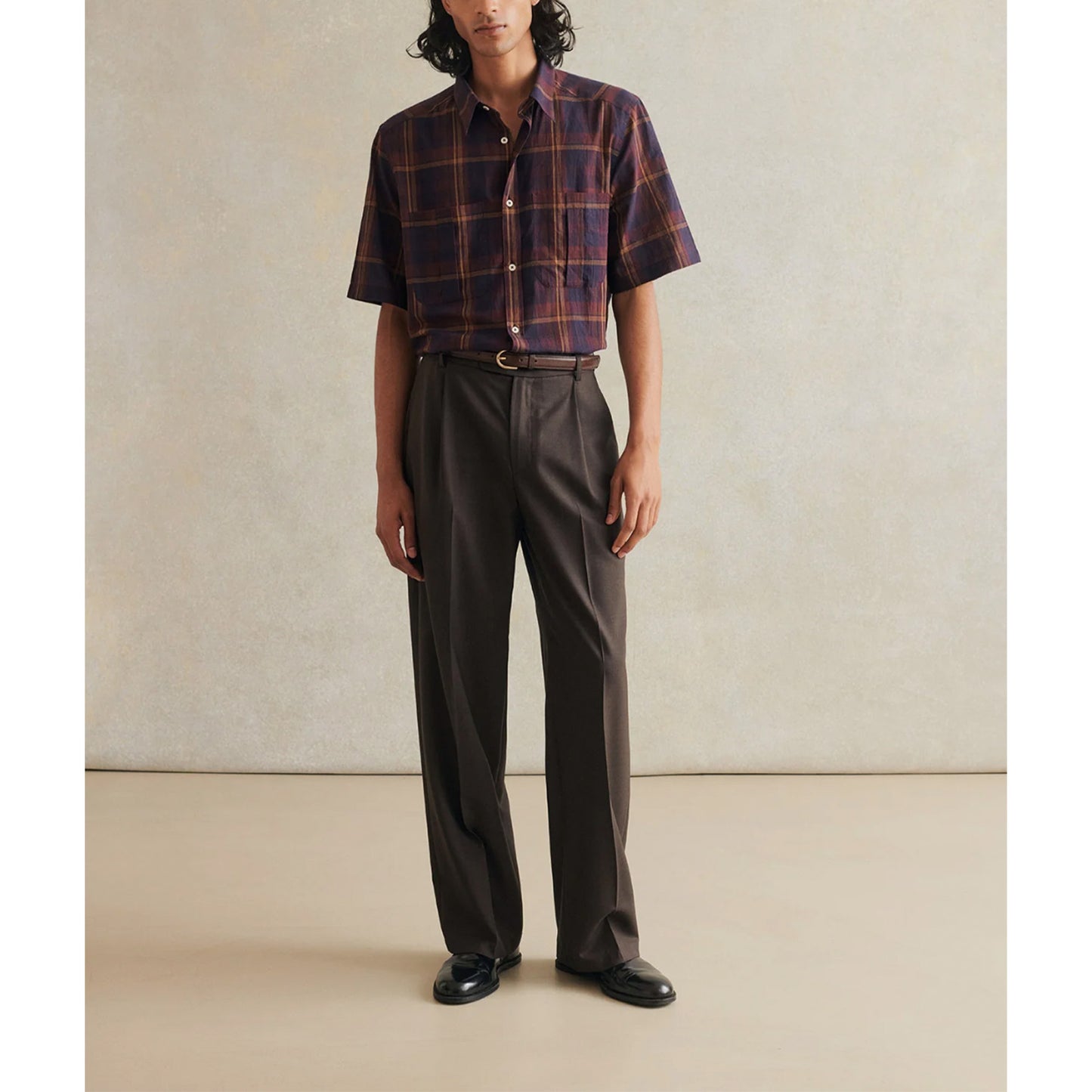 Painter's Short Sleeve Shirt in Burgundy Check