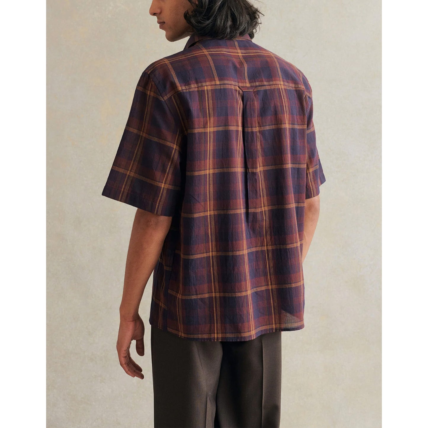Painter's Short Sleeve Shirt in Burgundy Check