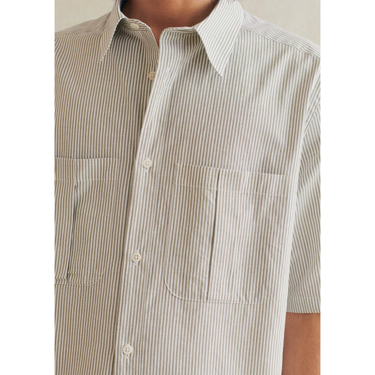 Painter's Short Sleeve Shirt in Olive Stripe