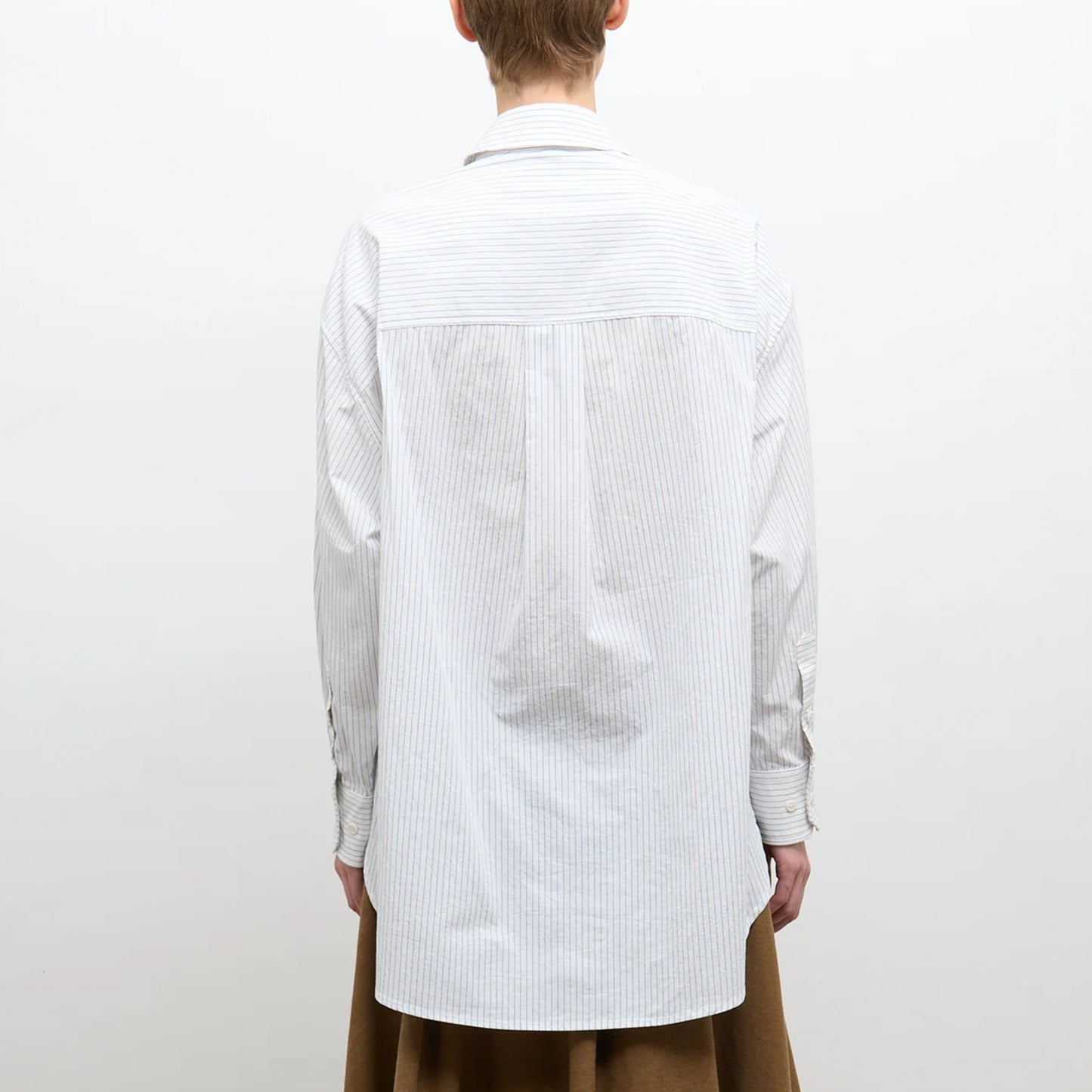 Japanese Organic Cotton Phoebe Shirt in Blue/White Stripe