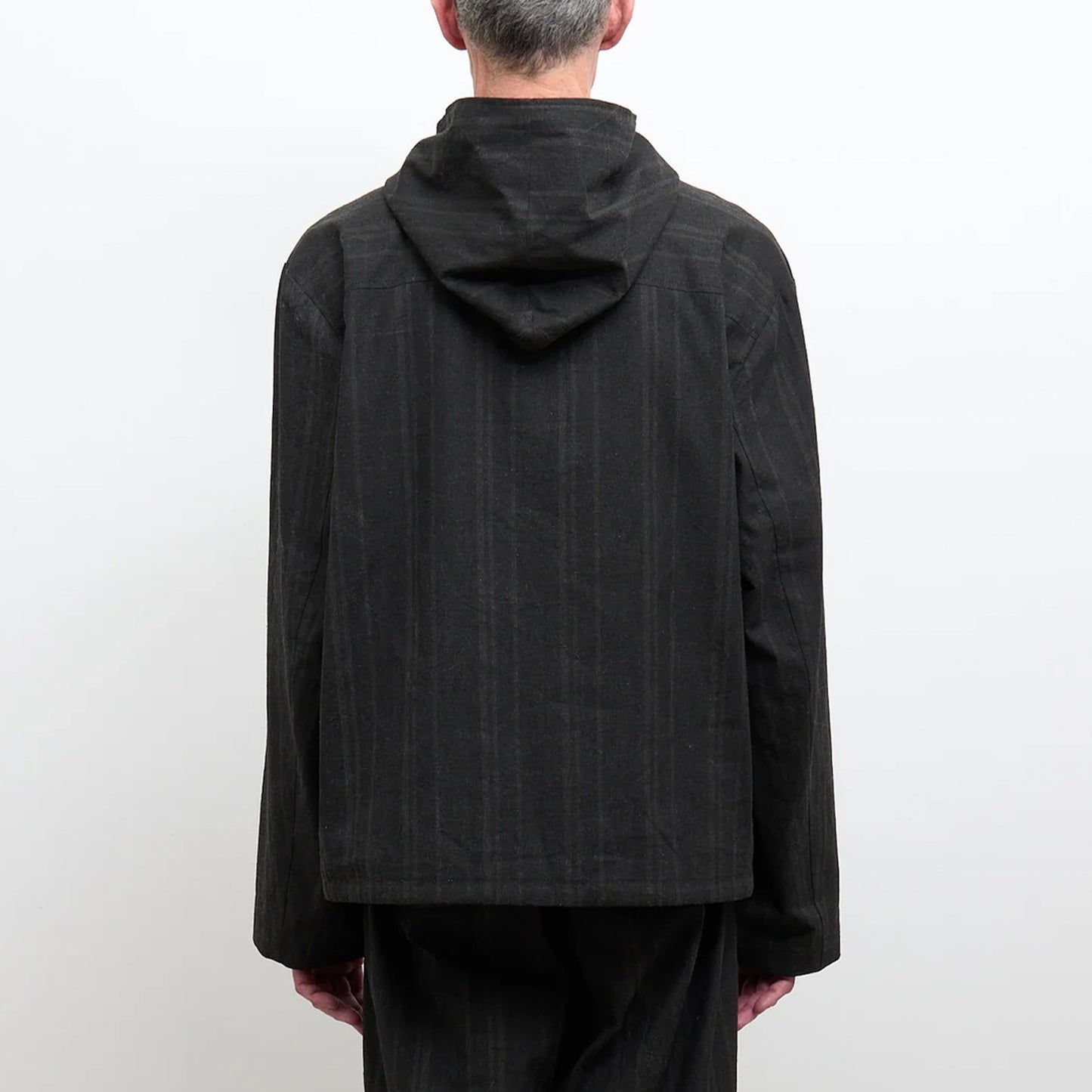Rory Japanese Linen/Cotton Jacket in Black Stripe