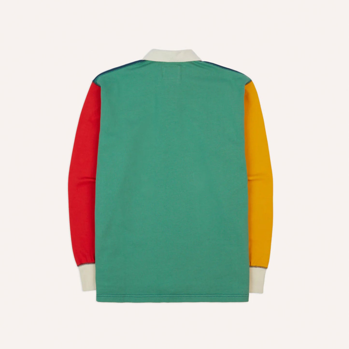 Colourblock Cotton Rugby Shirt in Navy, Red, Yellow and Green