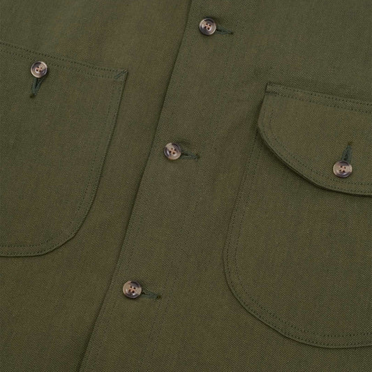 Selvedge Overshirt in Olive Denim