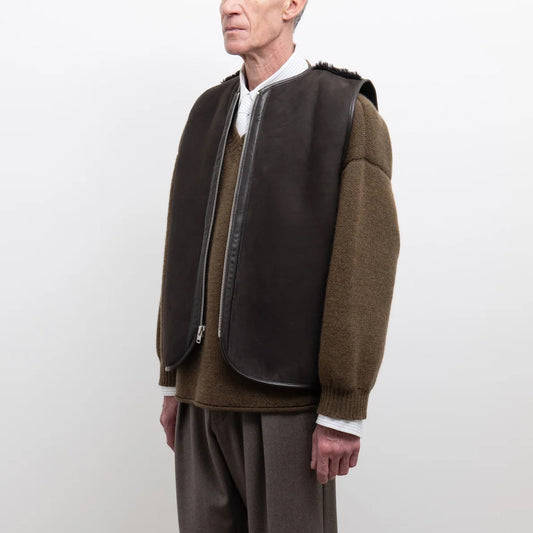 Suede Back Curly River Vest in Chocolate