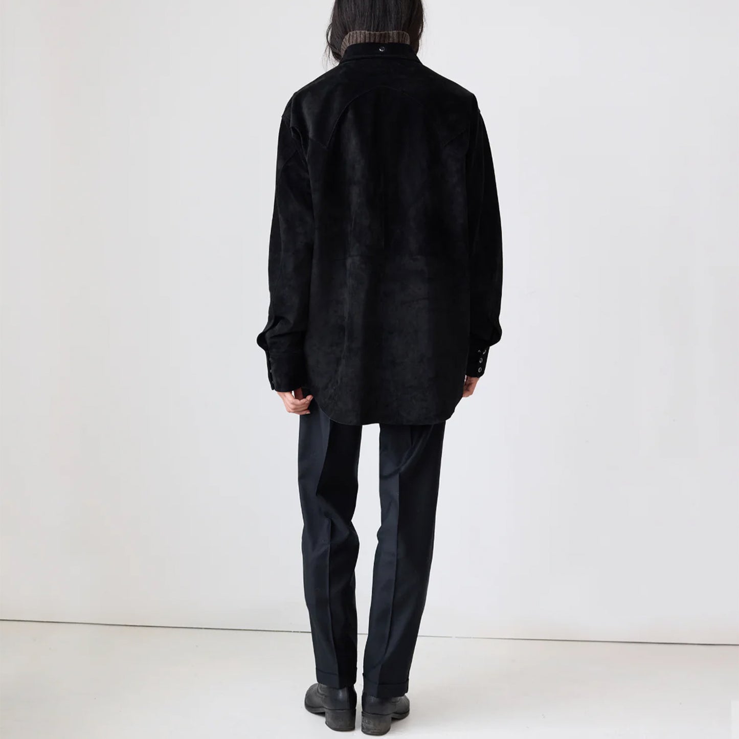 Suede Western Shirt in Black