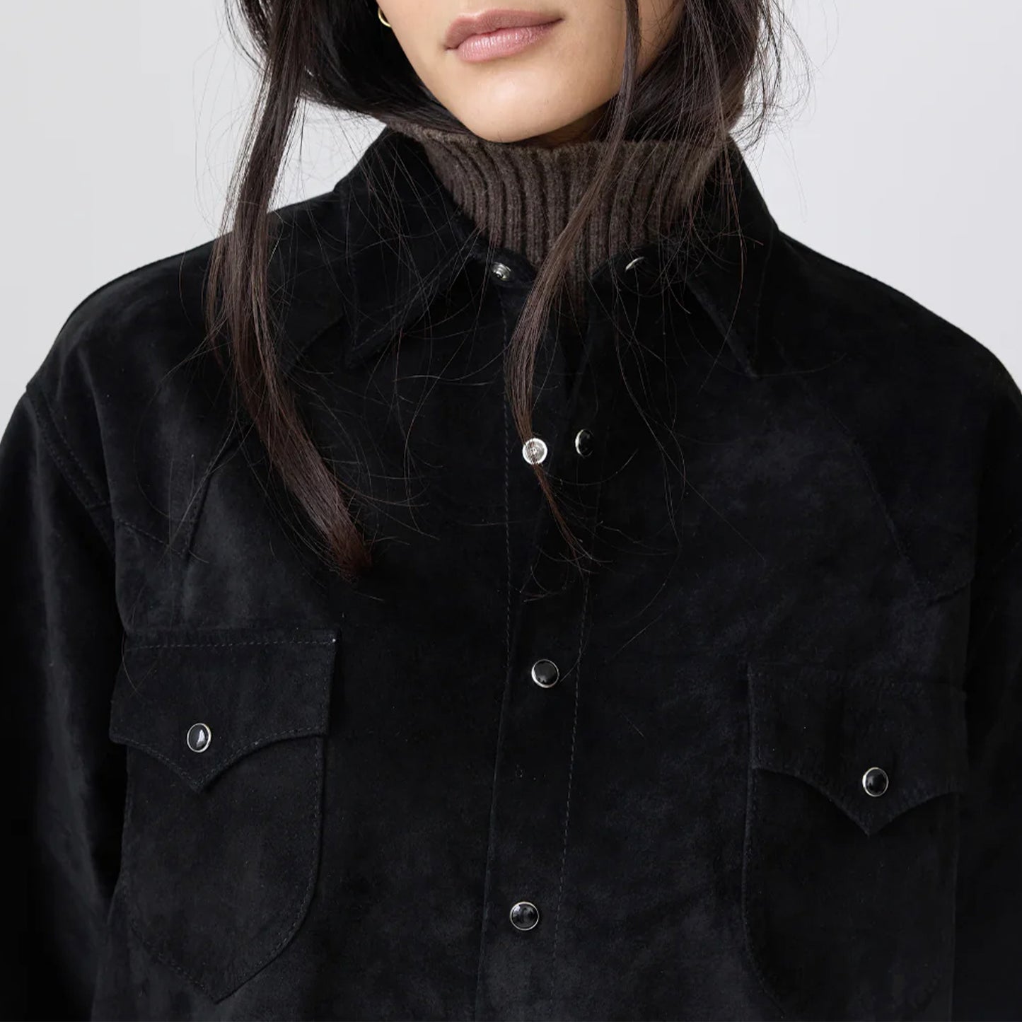 Suede Western Shirt in Black