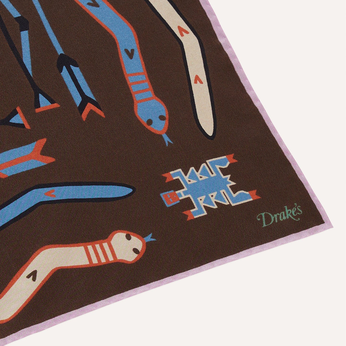 Tribal Pocket Square in Brown Pink