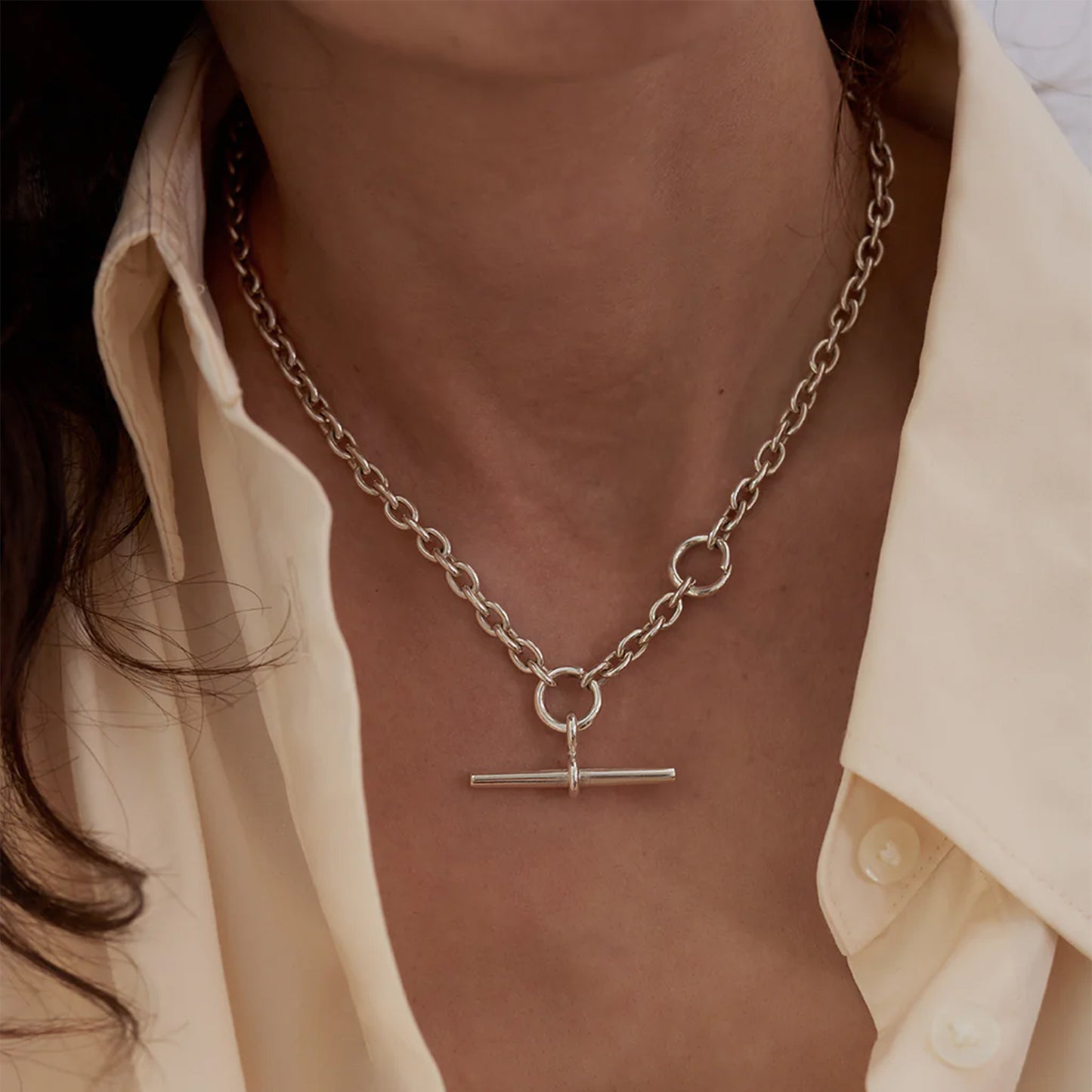 Two Moons Necklace in Silver
