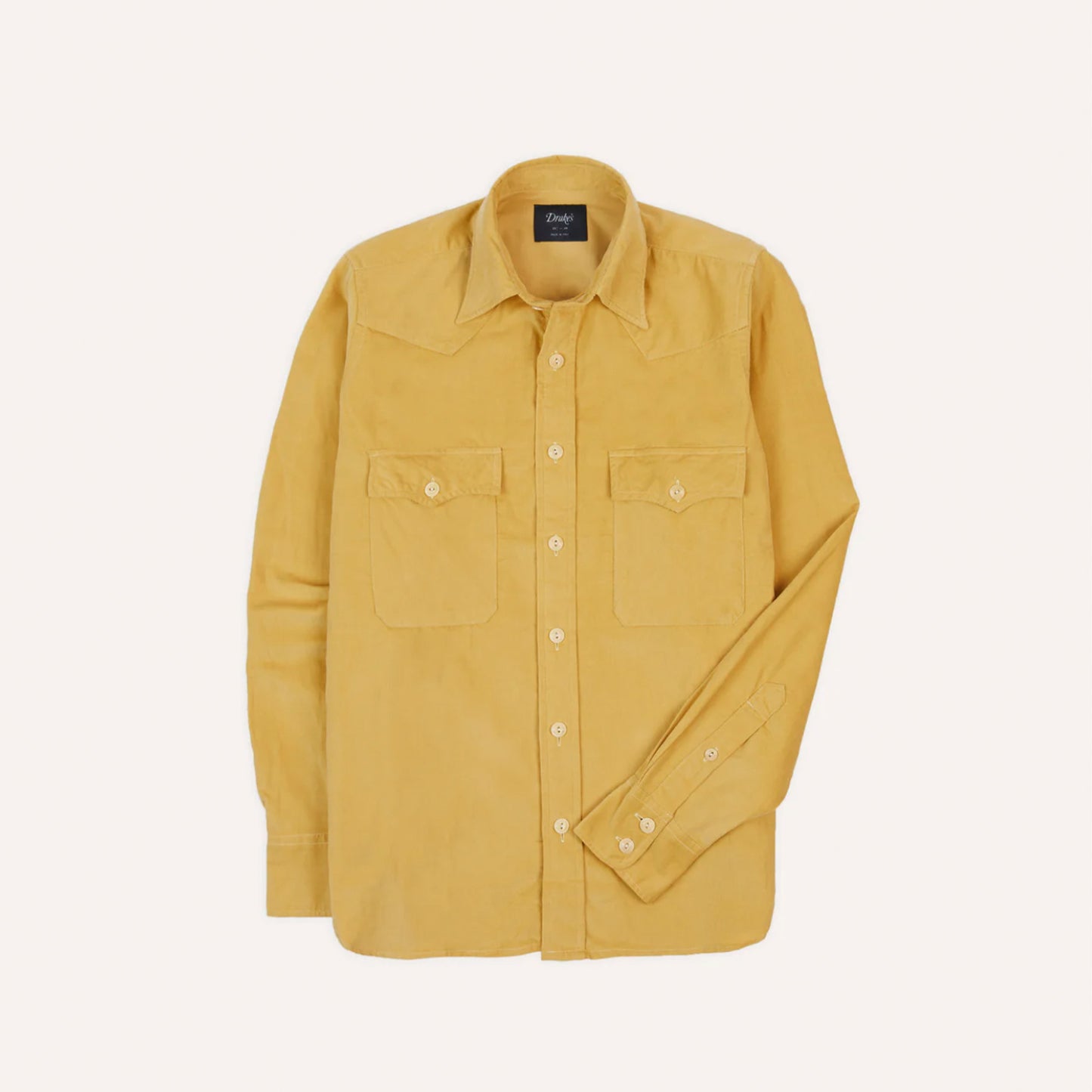 Two-Pocket Western Corduroy Shirt in Yellow