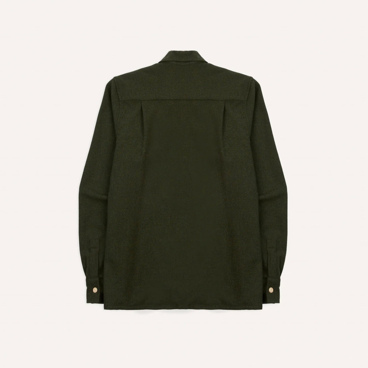 Wool Two Pocket Camp Collar L/S Shirt in Dark Green