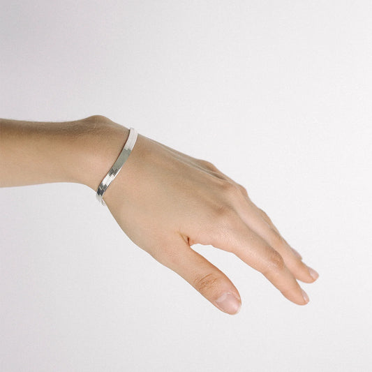 XL Sterling Silver Herringbone Bracelet