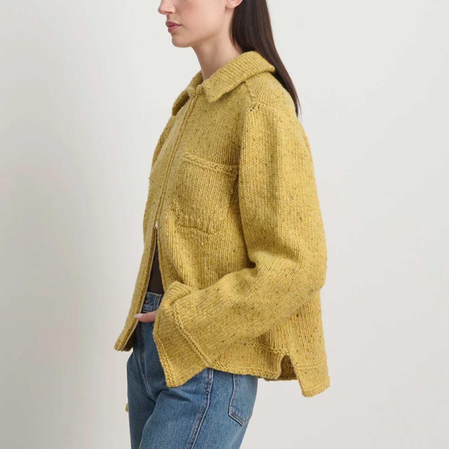 Zip Knit Jacket in Marigold