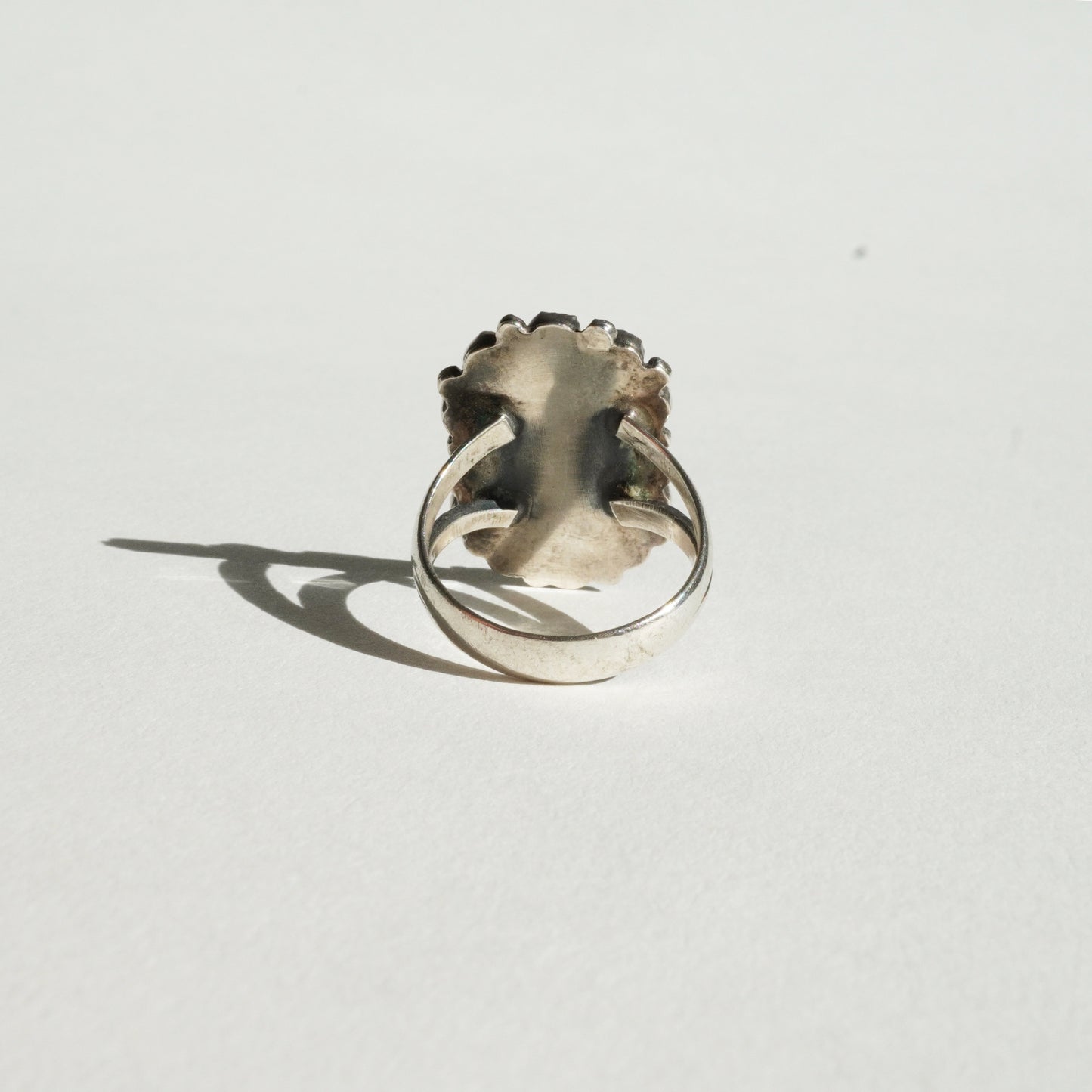 Zuni Turquoise & Coral Cluster Ring