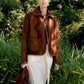 Hair on Hide Leather Ada Jacket in Chestnut