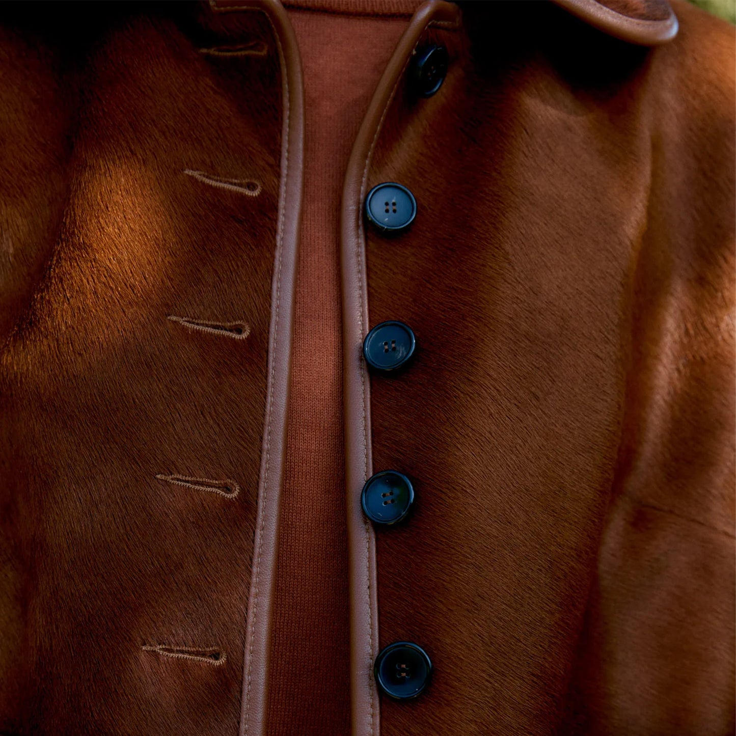 Hair on Hide Leather Ada Jacket in Chestnut