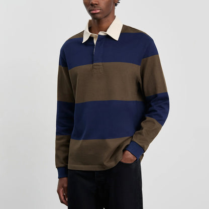 Another Rugby Polo 1.0 in Navy Brown Stripe