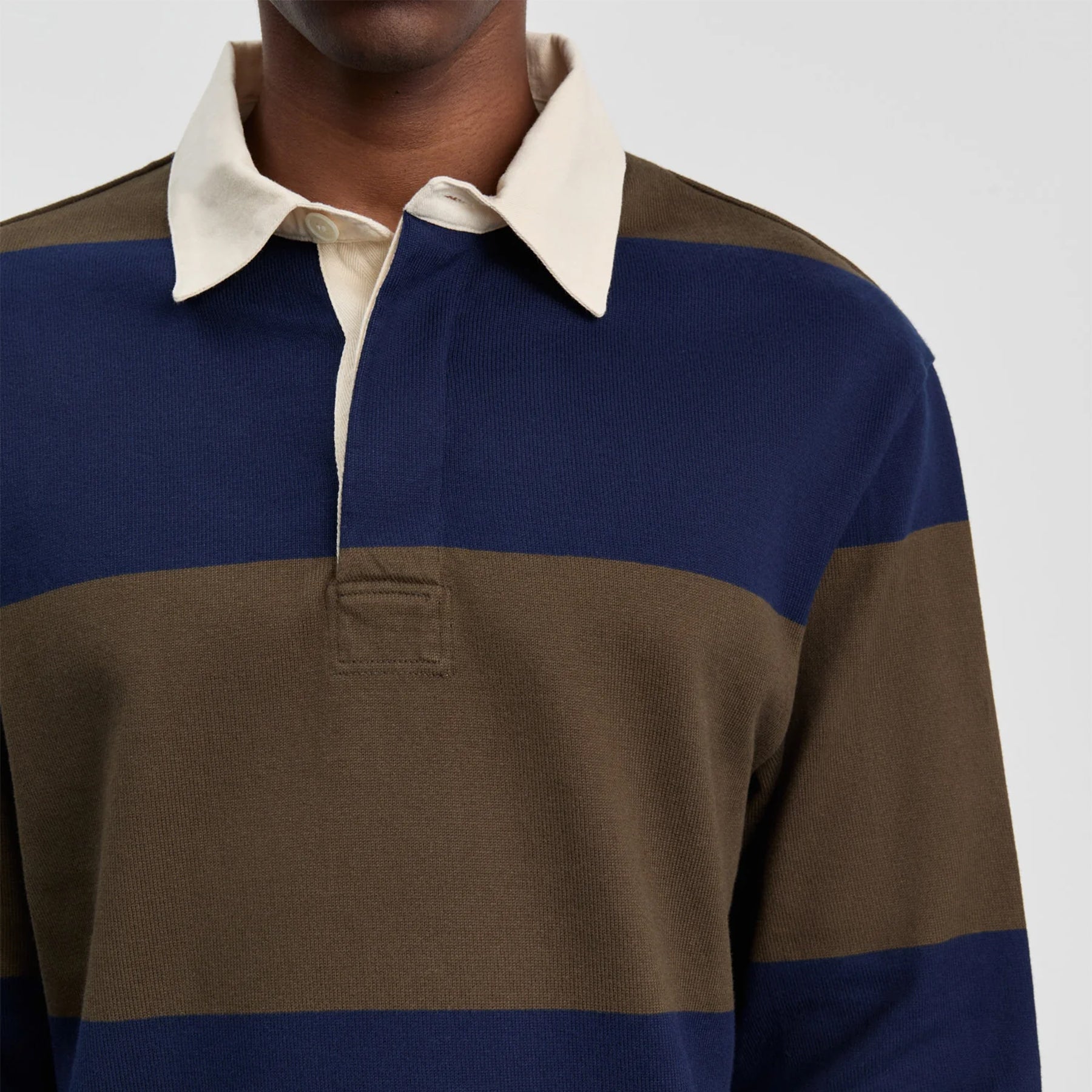 Another Rugby Polo 1.0 in Navy Brown Stripe – Presidio Post