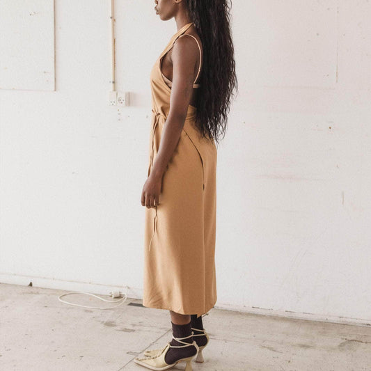 Apron Dress in Bath Brown