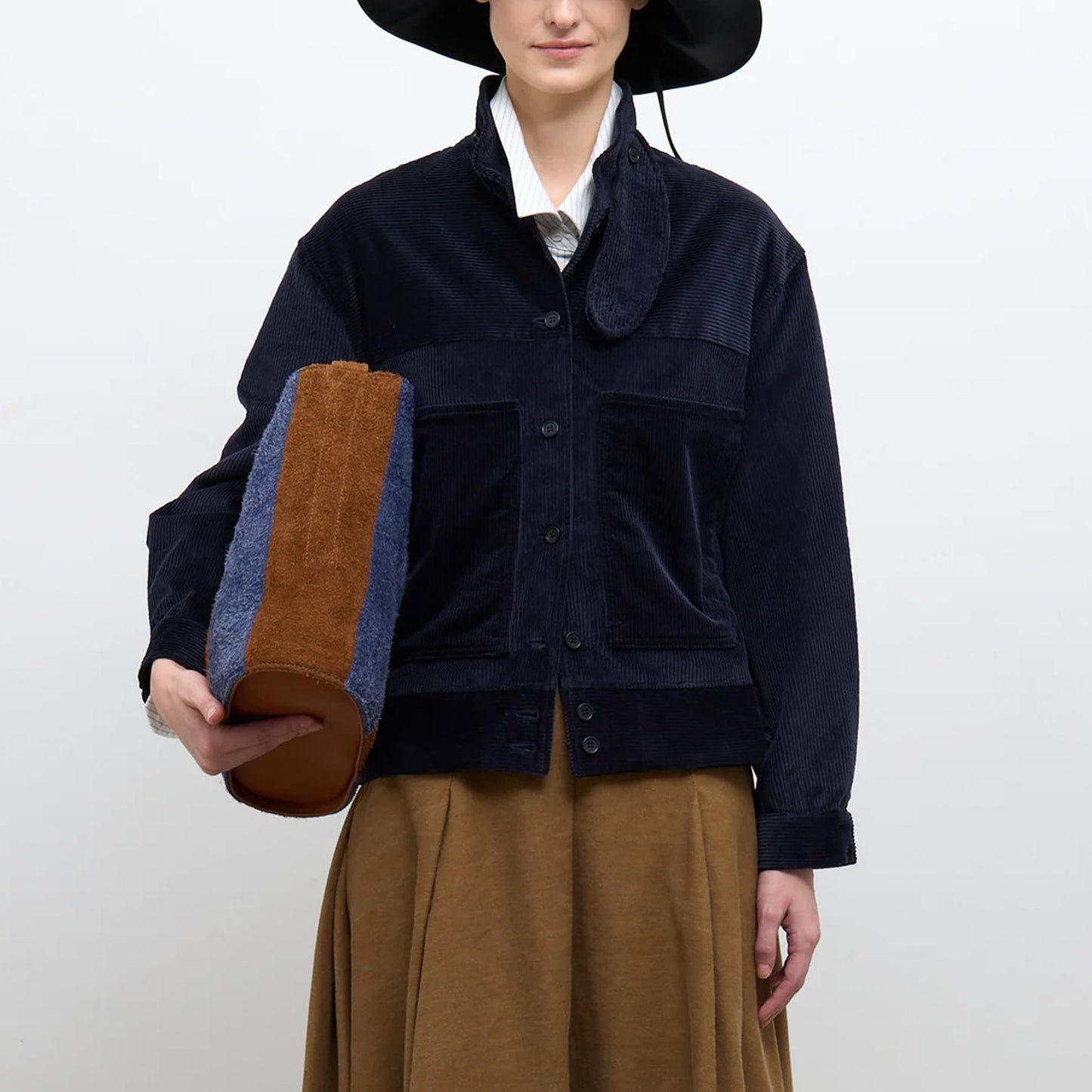Japanese 9-Wale Cotton Cord Arden Jacket in Navy