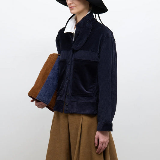 Japanese 9-Wale Cotton Cord Arden Jacket in Navy