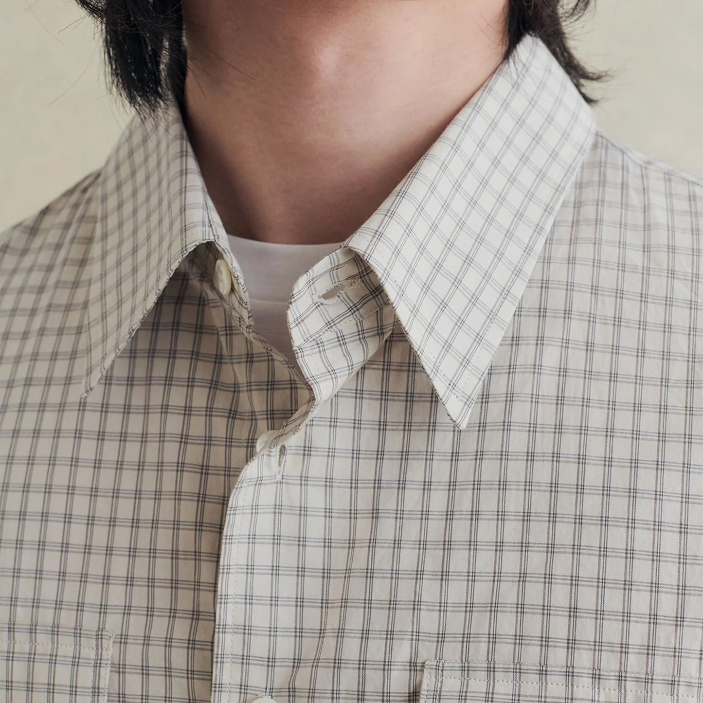 Artist Japanese Mug Wash Check Shirt in Beige