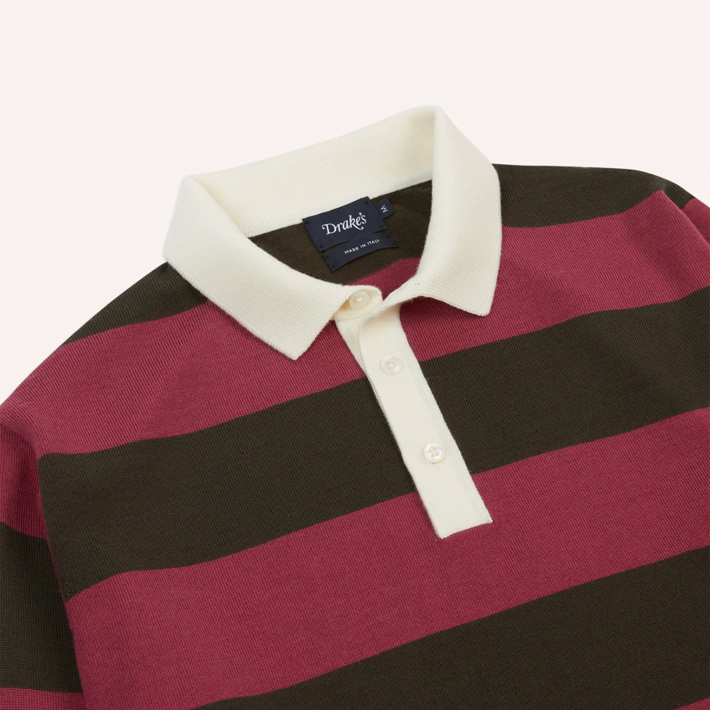 Block Striped Knitted Rugby in Olive and Pink