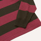 Block Striped Knitted Rugby in Olive and Pink
