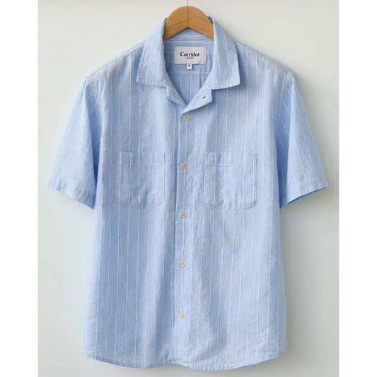 Boardwalk Stripe S/S Camp in Blue