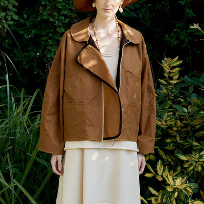 British Waxed Oilskin Flying Jacket in Gold