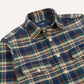 Brushed Cotton Two Pocket Work Shirt in Indigo Check