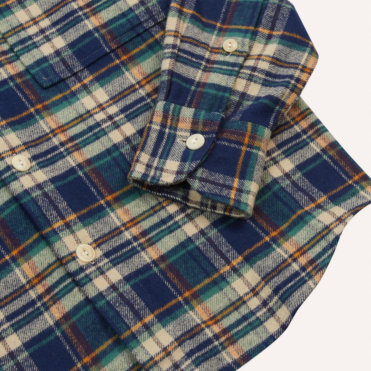 Brushed Cotton Two Pocket Work Shirt in Indigo Check