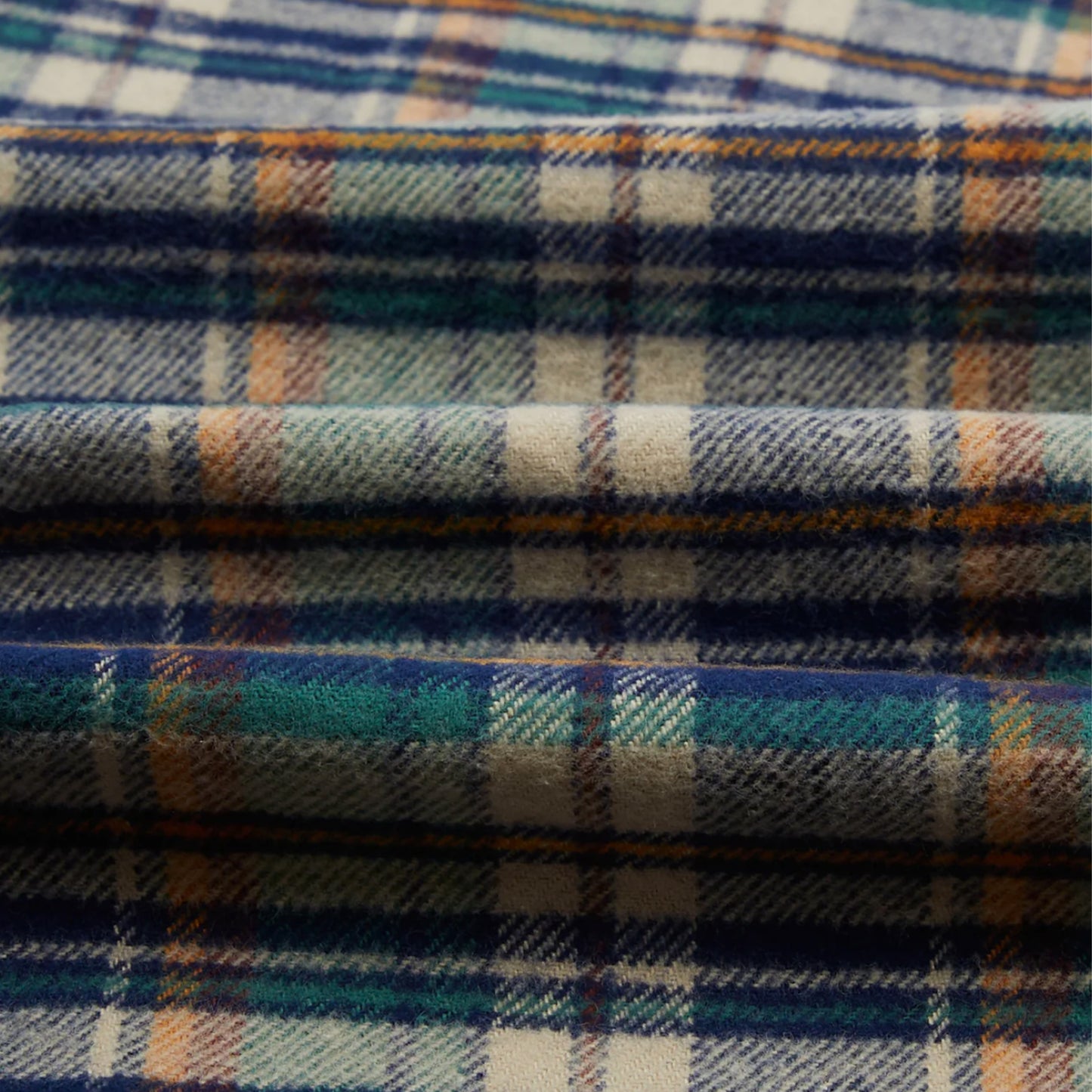 Brushed Cotton Two Pocket Work Shirt in Indigo Check