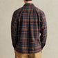 Camp Collar L/S Shirt in Brown & Navy Check